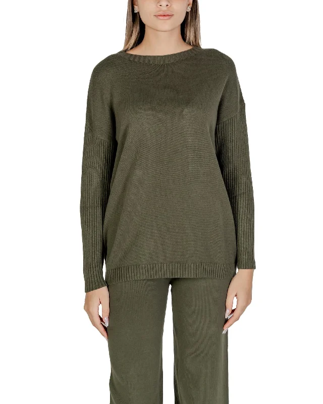 Clere Cler Womens Oversized Knit Sweater Green