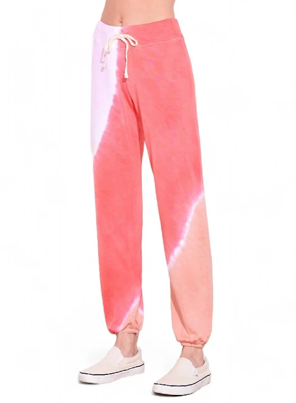 Women's Basic Sweatpants In Tie Dye Rosebud Jam Pink