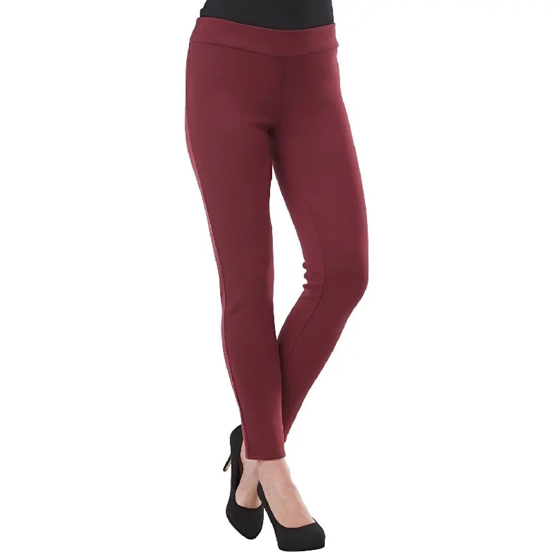 Hunter Ponte Knit Pants In Burgundy