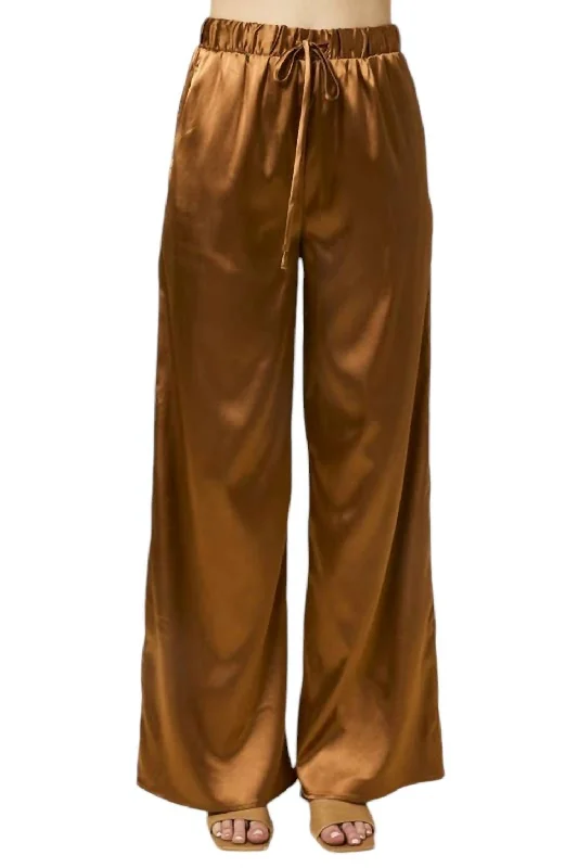 Satin Pocket Pants In Copper