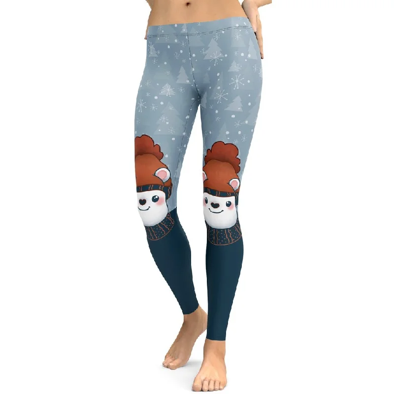 Bright Colors Cozy Cute Bear Leggings