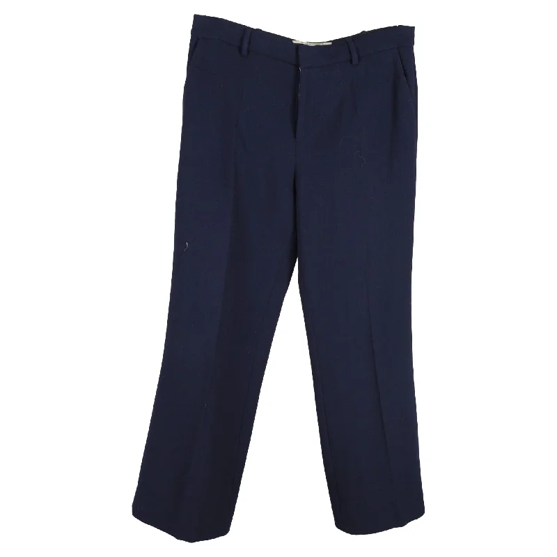 Leisure Sports Roland Mouret Straight-Leg Trousers in Navy Blue Wool