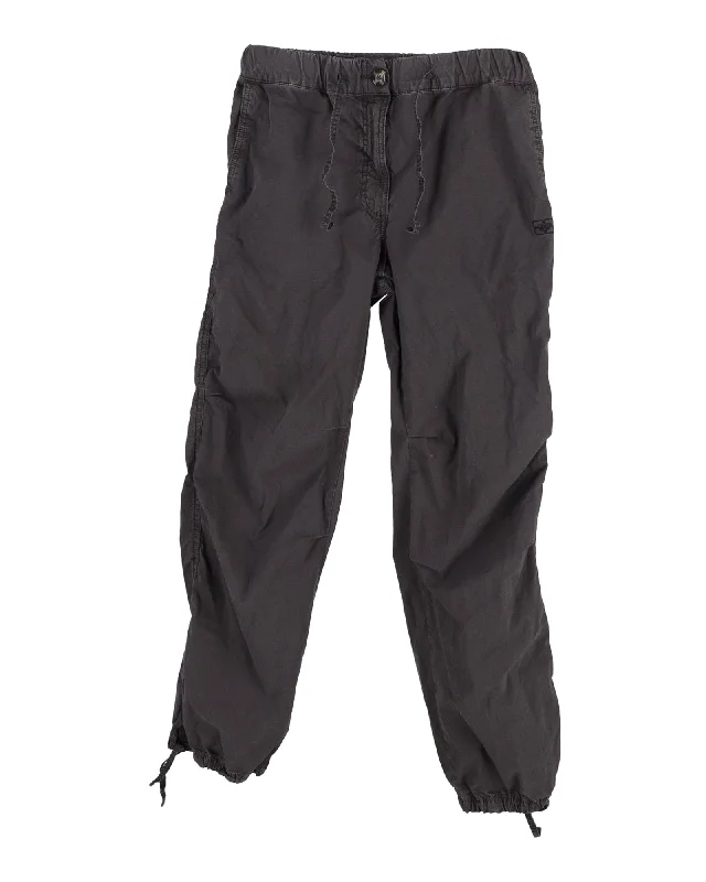 High-quality Design Ganni Poplin Cargo Pants in Black Cotton