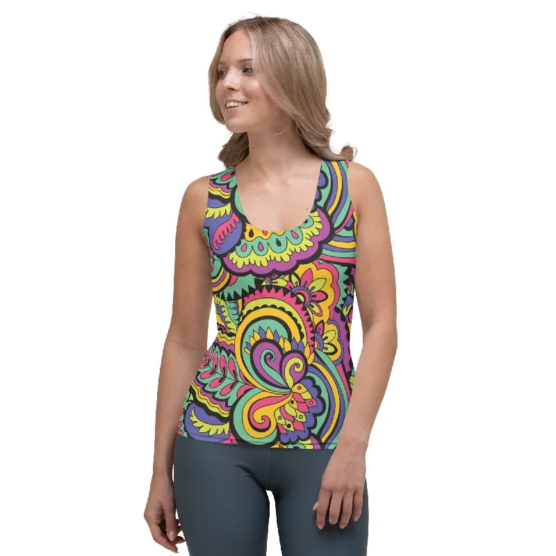 Fresh And Elegant Colorful Fun Pattern Tank Top