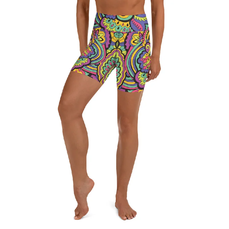 Celebrity Style Colorful Fun Pattern Yoga Shorts