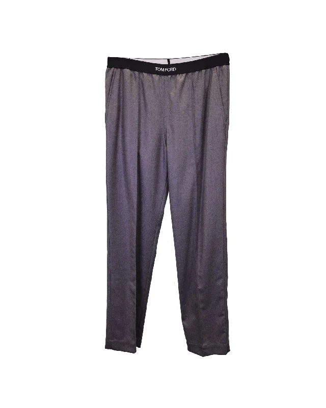 Quality Tailoring Tom Ford Logo-Waistband Straight Trousers in Grey Cashmere
