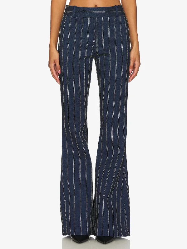Classic Design Bootcut Pant In Indigo Stripe