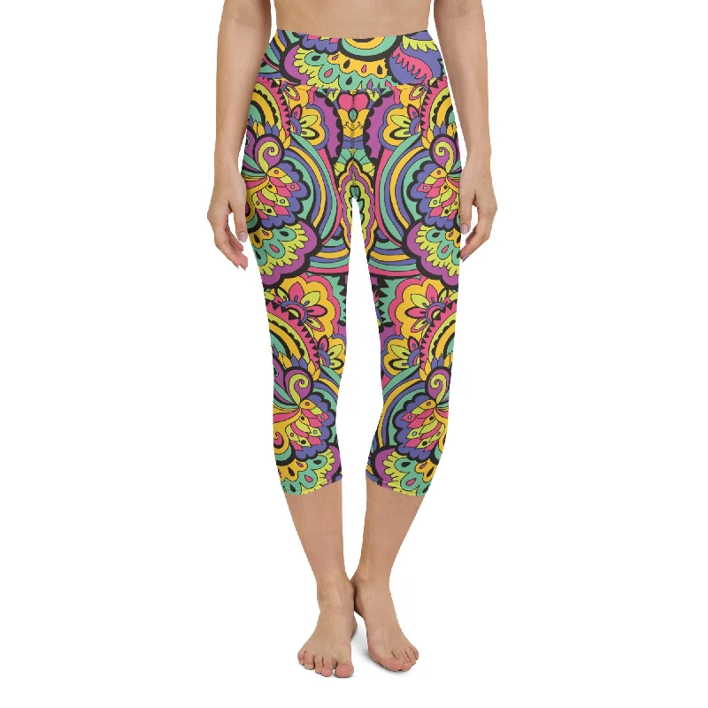 Personal Design Colorful Fun Pattern Yoga Capris