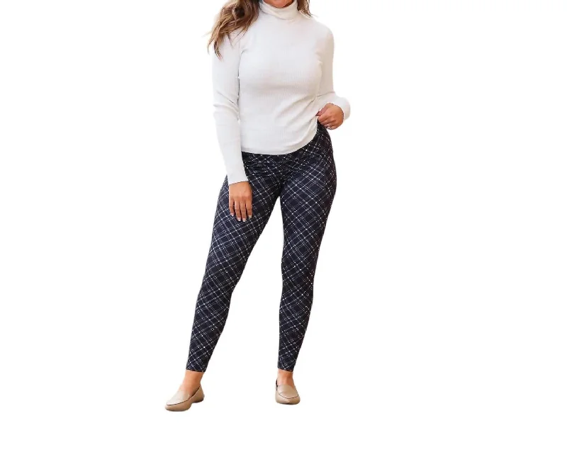 Luxury Fashion Jillian Plaid Leggings In Navy
