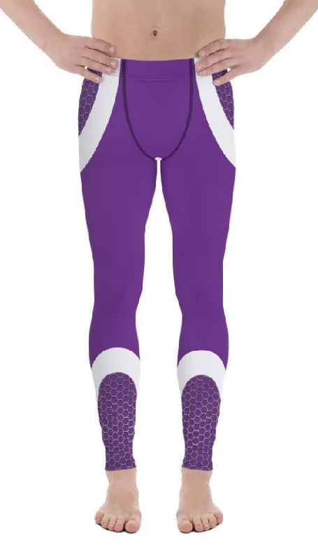 Fashion Concept Beehive Geometric Men's Leggings Royal Purple