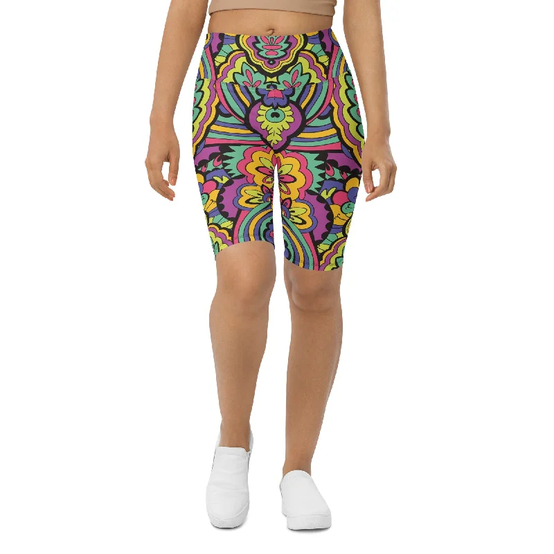 Versatile Itinerary Colorful Fun Pattern Biker Shorts
