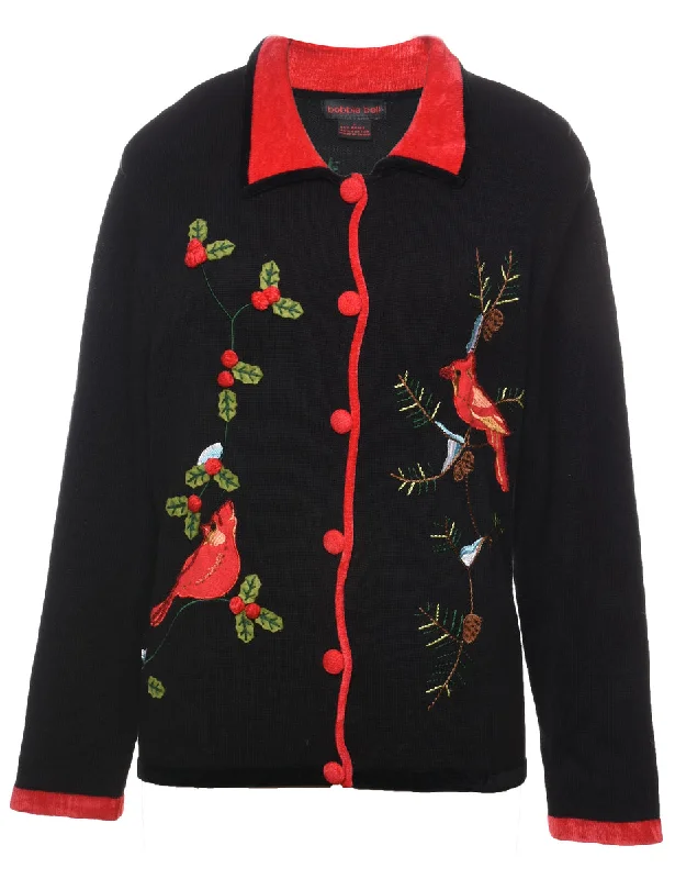 Black Christmas Cardigan - L