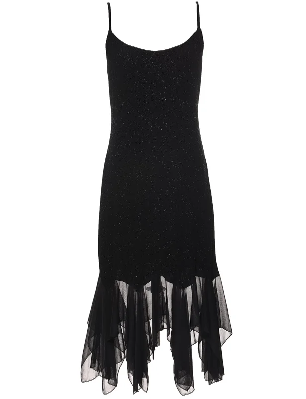 Black Handkerchief Hem Evening Dress - L