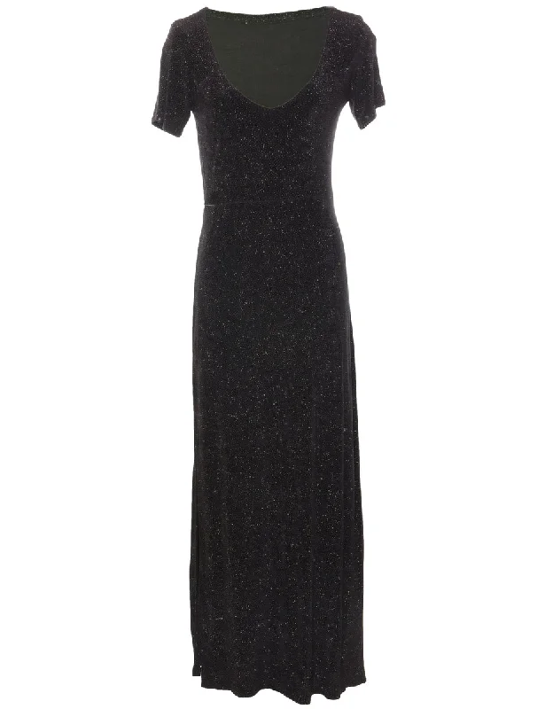 Black & Silver Sparkly Evening Dress - M