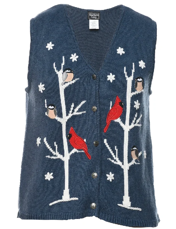 Blue Christmas Cardigan - M