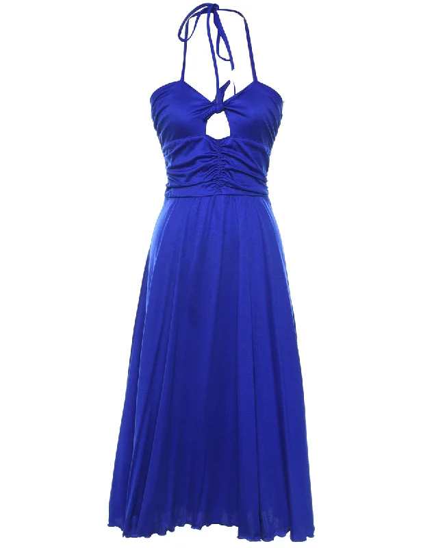 Blue Halterneck Evening Dress - XS