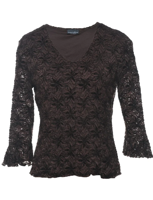 Dark Brown Lace Top - M