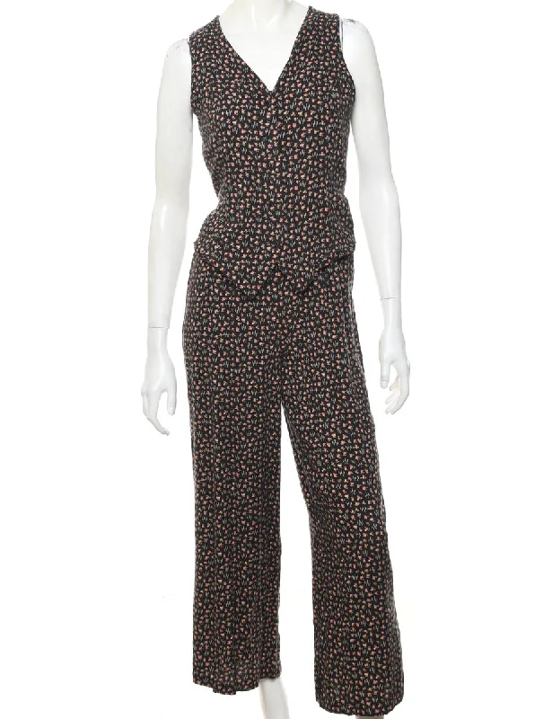 Ditzy Floral Print Jumpsuit - S