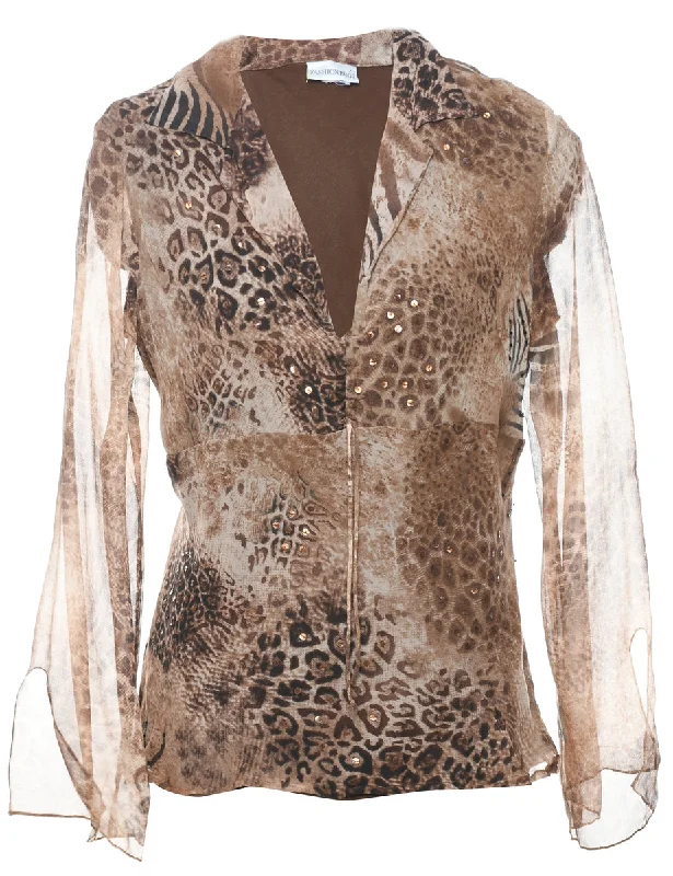 Leopard Printed Top - L