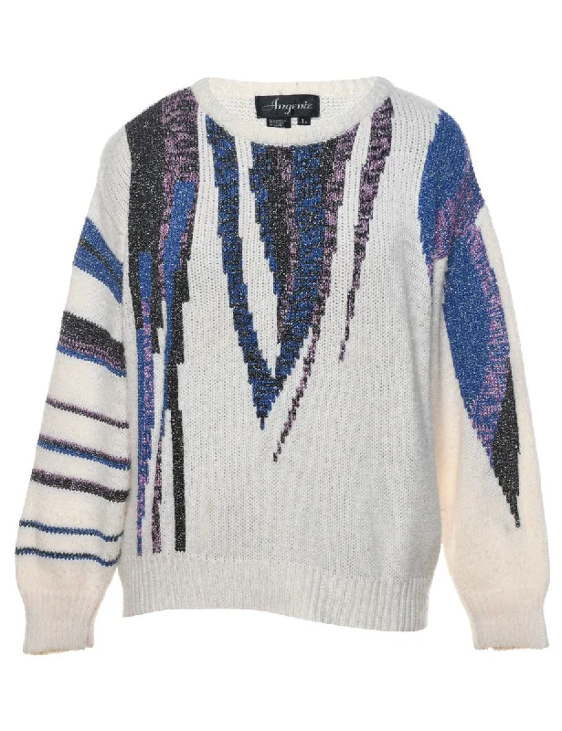 Lurex Thread Pattern 1980s Jumper - L