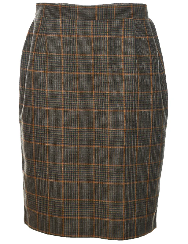 Plaid Pencil Skirt - M