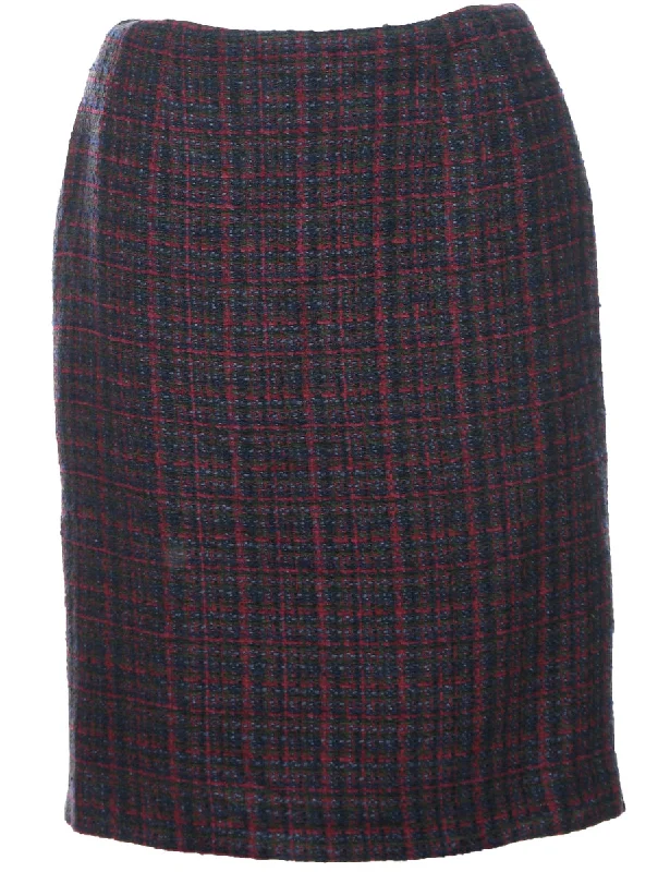 Plaid Pencil Skirt - M