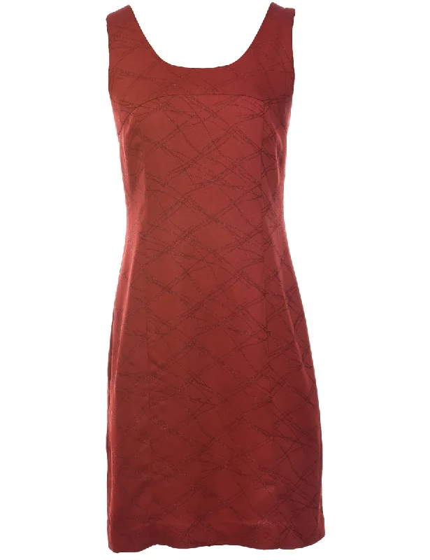 Red Sparkly Patterned Evening Dress - M