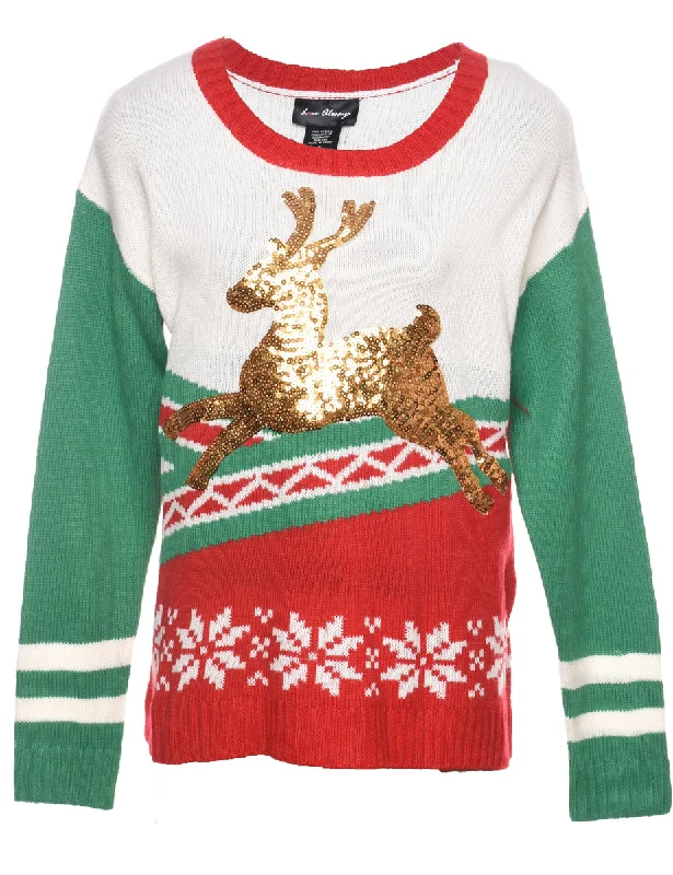 Reindeer Christmas Jumper - M