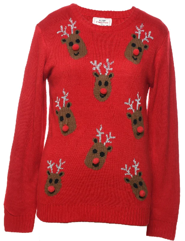 Reindeer Christmas Jumper - M