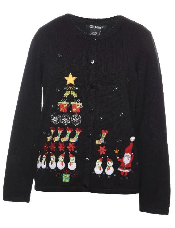 Snowman Christmas Cardigan - L