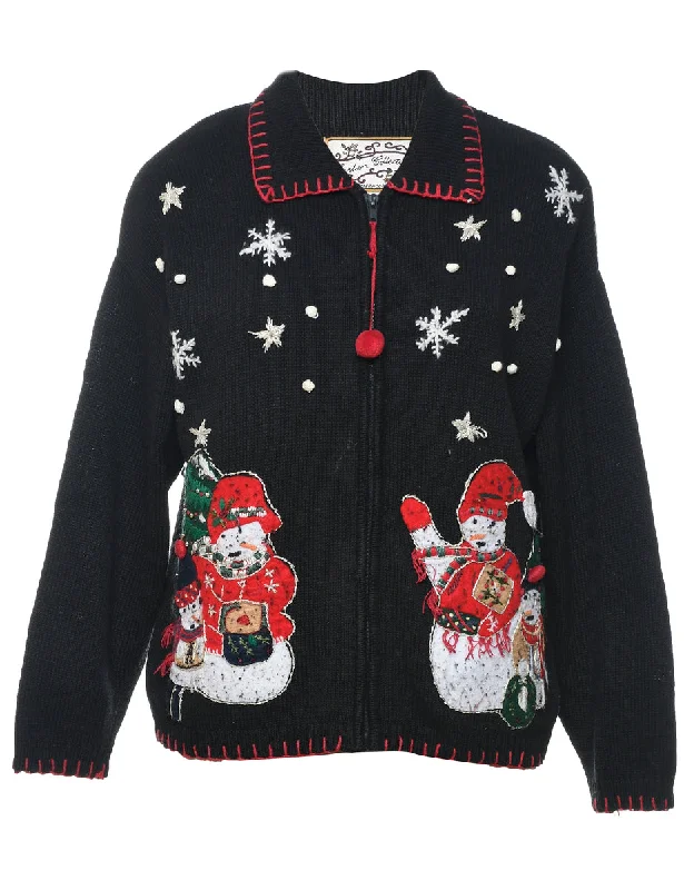 Snowman Christmas Cardigan - M