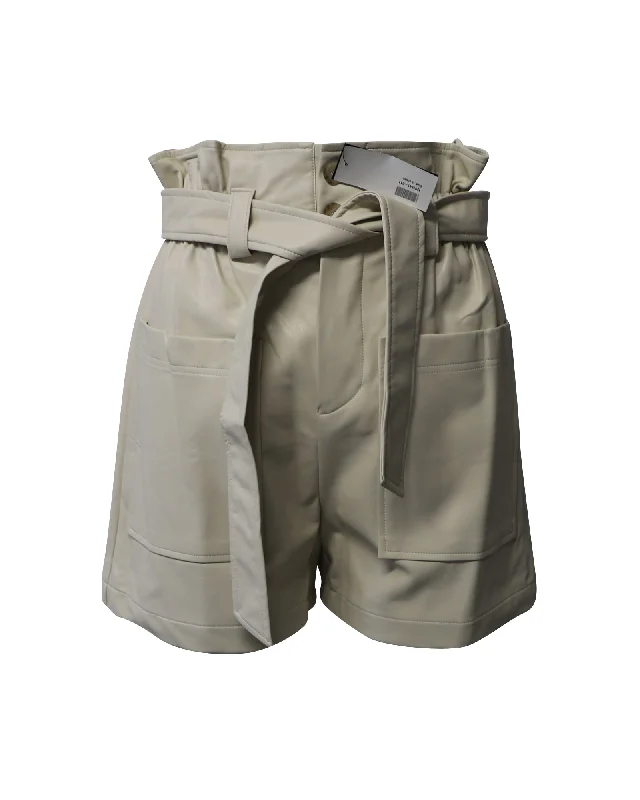 Frankie Shop Alex Paperbag Shorts in Cream Polyurethane