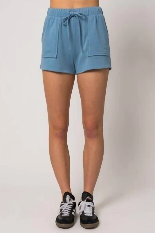 Maya Front Pocket Shorts In Dusty Blue